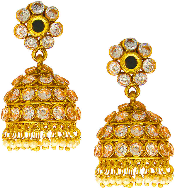 Anuradha Art Gold Finish Studded Sparkling Stone Traditional Earrings For Women//Girls
