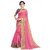 Pink Colored Polyester Cotton Embroidered Saree