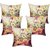 Vinayaka Multicolor New Bird  Flower Print Design Jute Fabric Cushion Covers 16 X 16 (Set Of 5)