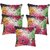 Vinayaka Multicolor New Flower  Stone Design Jute Fabric Cushion Covers 16 X 16 (Set Of 5)
