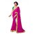 Rani Pink Colored Georgette Heavy Gold Maharani Border With Dhupian Piping  Contrast Blouse Saree