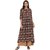 Janasya Women's Brown Cotton High Low Hemline Floral Print Kurta