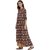 Janasya Women's Brown Cotton High Low Hemline Floral Print Kurta