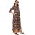 Janasya Women's Brown Cotton High Low Hemline Floral Print Kurta
