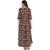 Janasya Women's Brown Cotton High Low Hemline Floral Print Kurta