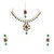 Maroon And Green Stone Pendent Yeshwani Necklace Set
