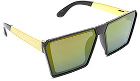 HRINKAR Men's Multicolour Mirrored Rectangular Sunglasses