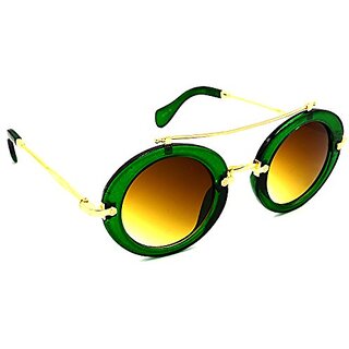 HRINKAR Men's Brown Mirrored Round Sunglasses
