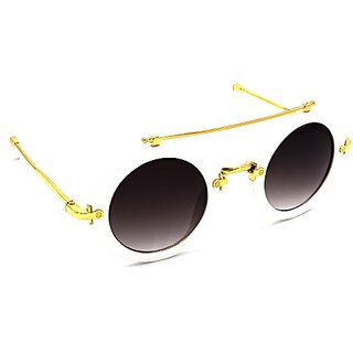 HRINKAR Men's Grey Mirrored Round Sunglasses