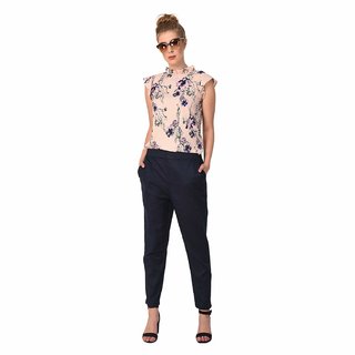 Strechanbe women free size blue printed geggings and leggings