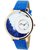 Blue Mxre Lather Belt Diamond Watch Golden Case White Dial Women Watch Girl Watch Ladies Watch vjzone V J Zone