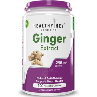 HealthyHey Ginger Extract 5 Percent Gingerols - 100 Veg Capsules