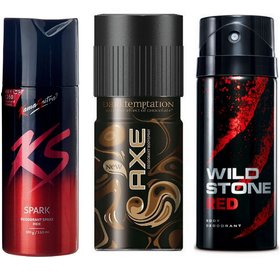 Best Collection For Men Deo AXE + KS + Wild Stone (Set of 3) -150 ml each