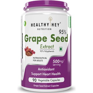 HealthyHey Grape Seed Extract  Maximum Strength 90 Veggie Caps