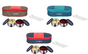 Carrolite Set of 3 Multicolour Mattee 2 Black container Lunchbox