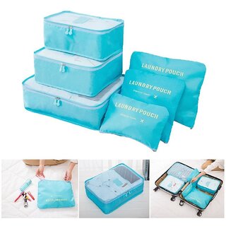 6pcs Packing Cubes Portable Travel Storage Bag Organiser Luggage Suitcase Pouches Luggage Organiser Random Color-TRLDBAG