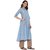 Janasya Women's Sky Blue Cotton High Low Hemline Printed Kurta