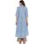 Janasya Women's Sky Blue Cotton High Low Hemline Printed Kurta