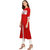 Janasya Women's Red Crepe Front Slit Floral Print Kurta