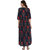 Janasya Women's Blue Cotton Flared Floral Print Kurta