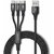 Soopii 3 in 1 Lightning Micro and Type C 1.2 Meter Nylon Braided Fast Charging Black Sync  Charge Cable  (Black)