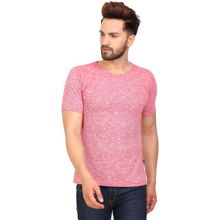 PAUSE Red Solid Cotton Round Neck Slim Fit Half Sleeve Men's T-Shirt