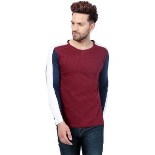 PAUSE Multicolor Solid Cotton Round Neck Slim Fit Full Sleeve Men's T-Shirt