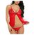 Temfen Women's Red Premium Babydoll Sexy Intimate Nightwear with G-String