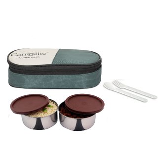 Brown 2 Conatiner lunchbox Mehndi 400Ml with Fork and Spon