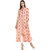 Janasya Women's Peach Rayon Flared Floral Print Kurta