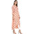Janasya Women's Peach Rayon Flared Floral Print Kurta