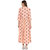 Janasya Women's Peach Rayon Flared Floral Print Kurta