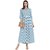 Janasya Women's White Cotton Flared Floral Print Kurta