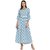 Janasya Women's White Cotton Flared Floral Print Kurta
