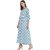 Janasya Women's White Cotton Flared Floral Print Kurta