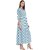 Janasya Women's White Cotton Flared Floral Print Kurta