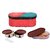 Brown 2 Container + 1 Chapati Tray Lunchbox 700Ml with fork and spoon Red