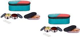 Carrolite Super Black 2 Container + 1 Chapati Tray Lunchbox Green Buy 1 get 1 Free