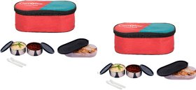 Carrolite Super Black 2 Container + 1 Chapati Tray Lunchbox Red Buy 1 get 1 Free