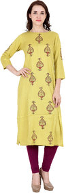 Fabster Women's smart fit  straight yellow Color Kurti