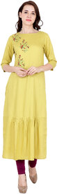 Fabster Women's smart fit  flaired yellow Color Kurti