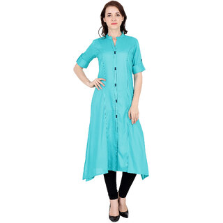                      Fabster Women's smart fit  flaired Blue Color Kurti -S                                              