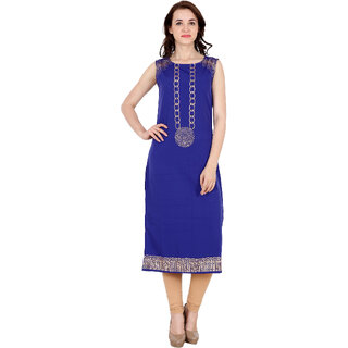                       Fabster Women's smart fit  straight Blue Color Kurti                                              
