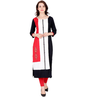                       Fabster Women's smart fit  straight multi Color Kurti                                              