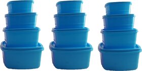 Airtight Plastic Food Storage Containers Set of 12 PCS (1350 ml, 750 ml, 500 ml, 250 ml), Blue