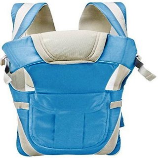 Adjustable Hands-Free 4-in-1 Baby Carrier with Comfortable Head Support Buckle Straps (Light Blue)