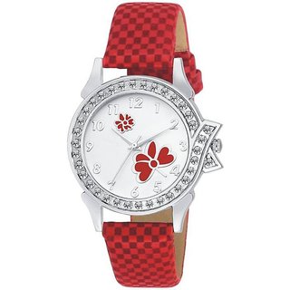 iDIVAS Butterfly Print Dial Velvet Leather Strap With 1 year Warranty Watch - For Girls