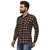 Jugend Brown Brushed checks cotton casual slim fit shirt for men