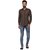 Jugend Brown Brushed checks cotton casual slim fit shirt for men