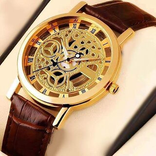 idivas 12 transparent gold steel watch for men